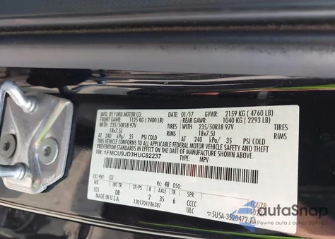 2017 Ford Escape Titanium from USA, damaged, VIN 1FMCU9JD3HUC82237